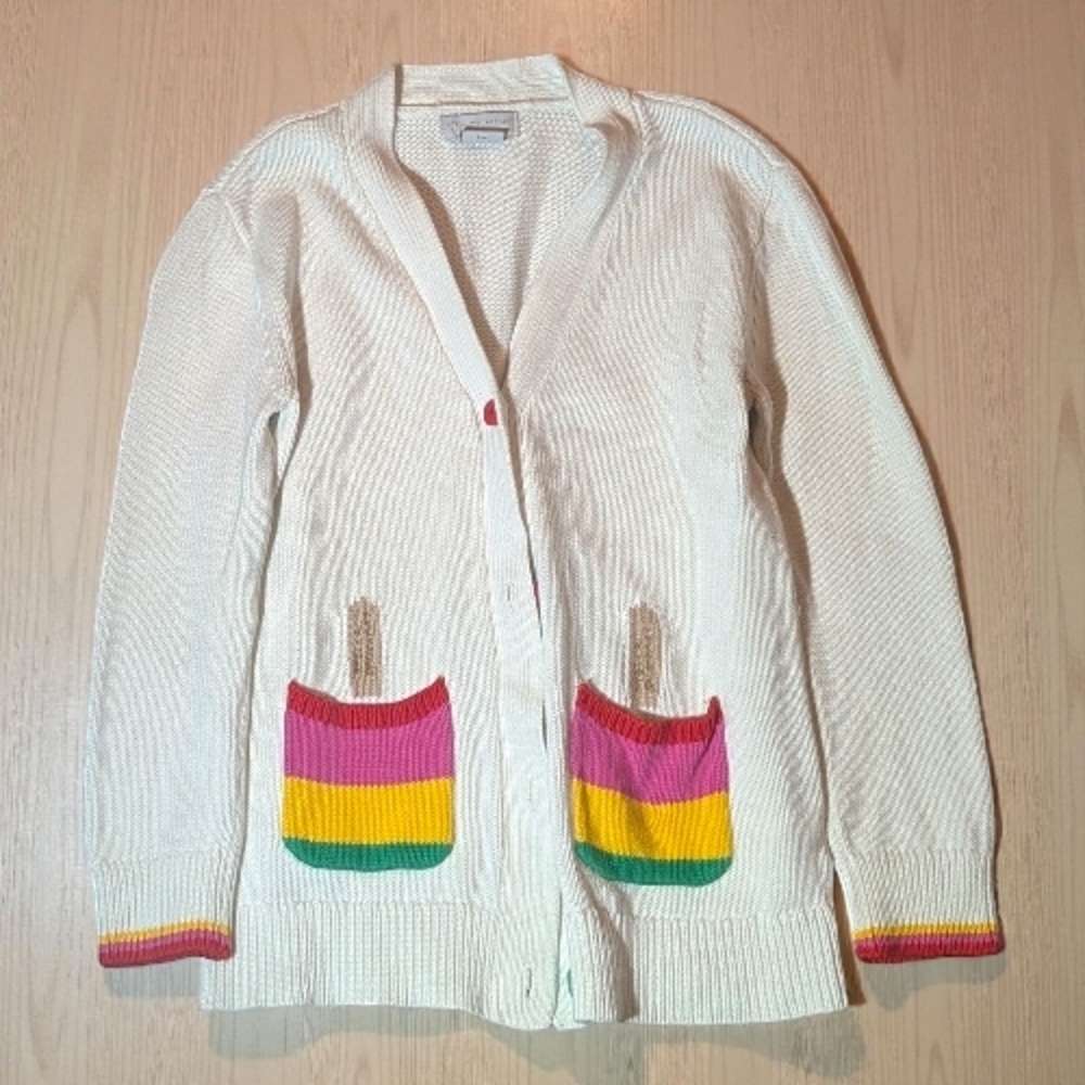 Stella McCartney Kids Cream Cardigan with Colorful Pockets